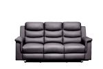 Reclining sofa with Middle Console Slipcover, Stretch 3 seat Reclining Sofa Covers (BLACK, 3 Seat Recliner Cover with Console) BLACK faux Leather