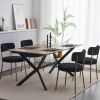 Set of 4mid-century modern dining chairs - Teddy fabric upholstery - Curved back - Metal frame - Black Elegant and comfortable kitchen chairs