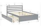 Full Size Wood Platform Bed Frame with Headboard and Twin Trundle For Grey Color