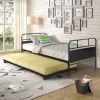 [Not allowed to sell to Walmart]Metal Daybed Platform Bed Frame with Trundle Built-in Casters, Twin Size