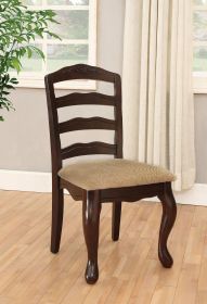 Transitional Contemporary Dark Walnut Finish Set of 2pc Dining Chairs Solid wood Kitchen Dining Room Furniture Ladder back Side Chairs