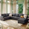 Ustyle Modern Large Upholstered U-Shape Sectional Sofa, Extra Wide Chaise Lounge Couch, Grey