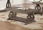 Classic Traditional Cocktail Table with Bottom Shelf Dark Oak Finish Scrolled Base Support 1pc Wooden Furniture Living Room Coffee Table