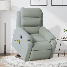 Stand up Massage Recliner Chair Light Gray Velvet