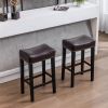 A&A Furniture,Counter Height 29" Bar Stools for Kitchen Counter Backless Faux Leather Stools Farmhouse Island Chairs,29 Inch, Brown, Set of 2