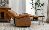 Massage Recliner Chair Electric Power Lift Recliner Chairs with Heat, Vibration, Side Pocket for Living Room, Bedroom, Light Brown