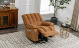 Massage Recliner Chair Electric Power Lift Recliner Chairs with Heat, Vibration, Side Pocket for Living Room, Bedroom, Light Brown