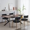 Set of 4mid-century modern dining chairs - Teddy fabric upholstery - Curved back - Metal frame - Black Elegant and comfortable kitchen chairs