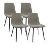 Dining Chairs Set of 4,Modern Kitchen Dining Room Chairs,Upholstered Dining Accent Chairs in linen Cushion Seat and Sturdy Black Metal Legs(Grey)