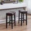 A&A Furniture,Counter Height 29" Bar Stools for Kitchen Counter Backless Faux Leather Stools Farmhouse Island Chairs,29 Inch, Brown, Set of 2