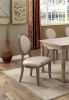 Transitional Rustic Oak and Beige Side Chairs Set of 2 Chairs Dining Room Furniture Padded fabric seat Elegant Kitchen Dining Room