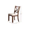 Set of 2 Side Chairs Natural Brown Finish Solid wood Contemporary Style Kitchen Dining Room Furniture Unique X- Design Chairs