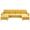 110" L-Shape Convertible Sectional Sofa Couch with Movable Ottoman for Living Room, Apartment, Office, Yellow