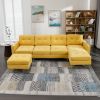 110" L-Shape Convertible Sectional Sofa Couch with Movable Ottoman for Living Room, Apartment, Office, Yellow