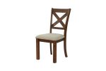 Set of 2 Side Chairs Natural Brown Finish Solid wood Contemporary Style Kitchen Dining Room Furniture Unique X- Design Chairs