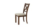 Set of 2 Side Chairs Natural Brown Finish Solid wood Contemporary Style Kitchen Dining Room Furniture Unique X- Design Chairs