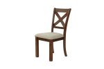 Set of 2 Side Chairs Natural Brown Finish Solid wood Contemporary Style Kitchen Dining Room Furniture Unique X- Design Chairs