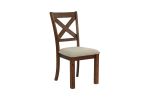 Set of 2 Side Chairs Natural Brown Finish Solid wood Contemporary Style Kitchen Dining Room Furniture Unique X- Design Chairs