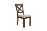 Set of 2 Side Chairs Natural Brown Finish Solid wood Contemporary Style Kitchen Dining Room Furniture Unique X- Design Chairs