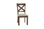 Set of 2 Side Chairs Natural Brown Finish Solid wood Contemporary Style Kitchen Dining Room Furniture Unique X- Design Chairs