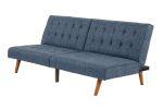 Navy Color Modern Convertible Sofa 1pc Set Couch Polyfiber Plush Tufted Cushion Sofa Living Room Furniture Wooden Legs