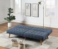 Navy Color Modern Convertible Sofa 1pc Set Couch Polyfiber Plush Tufted Cushion Sofa Living Room Furniture Wooden Legs