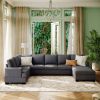 Ustyle Modern Large Upholstered U-Shape Sectional Sofa, Extra Wide Chaise Lounge Couch, Grey