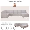 Ustyle Modern Large Upholstered U-Shape Sectional Sofa, Extra Wide Chaise Lounge Couch, Beige