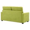 59.4" Loveseat Sofa with Pull-Out Bed Modern Upholstered Couch with Side Pocket for Living Room Office, Green