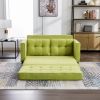 59.4" Loveseat Sofa with Pull-Out Bed Modern Upholstered Couch with Side Pocket for Living Room Office, Green