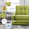 59.4" Loveseat Sofa with Pull-Out Bed Modern Upholstered Couch with Side Pocket for Living Room Office, Green