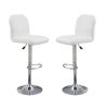 Adjustable Bar stool Chair White Faux Leather Clean Lines Seat Chrome Base Modern Set of 2 Chairs / Bar Stool Dining Kitchen