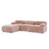 Modular Sectional Sofa, Button Tufted Designed and DIY Combination,L Shaped Couch with Reversible Ottoman, Pink Velvet