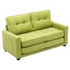 59.4" Loveseat Sofa with Pull-Out Bed Modern Upholstered Couch with Side Pocket for Living Room Office, Green