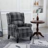 Vintage Armchair Sofa Comfortable Upholstered leisure chair / Recliner Chair for Living Room(Grey Check)