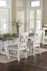 Lavish Design Distressed White 2pcs Dining Chairs Only, Gray Padded Fabric Seat Dining Room Kitchen Furniture Solid wood decorative Back