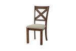 Set of 2 Side Chairs Natural Brown Finish Solid wood Contemporary Style Kitchen Dining Room Furniture Unique X- Design Chairs