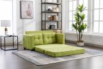 59.4" Loveseat Sofa with Pull-Out Bed Modern Upholstered Couch with Side Pocket for Living Room Office, Green