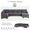 Ustyle Modern Large Upholstered U-Shape Sectional Sofa, Extra Wide Chaise Lounge Couch, Grey