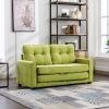 59.4" Loveseat Sofa with Pull-Out Bed Modern Upholstered Couch with Side Pocket for Living Room Office, Green