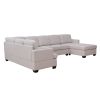 Ustyle Modern Large Upholstered U-Shape Sectional Sofa, Extra Wide Chaise Lounge Couch, Beige