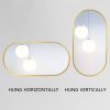 Wall Mounted Mirror, 36"x18" Oval Bathroom Mirror, Gold Vanity Wall Mirror Pre-Set Hooks for Vertical & Horizontal Hang, Ideal for Bedroom, Bathroom