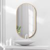 Wall Mounted Mirror, 36"x18" Oval Bathroom Mirror, Gold Vanity Wall Mirror Pre-Set Hooks for Vertical & Horizontal Hang, Ideal for Bedroom, Bathroom