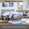 Full Bed Frame, Wood Platform Bed with Headboard, Bed Frame with Wood Slat Support for Kids, Easy Assembly,No Box Spring Needed, Gray