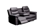 Reclining sofa with Middle Console Slipcover, Stretch 3 seat Reclining Sofa Covers (BLACK, 3 Seat Recliner Cover with Console) BLACK faux Leather