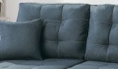 Blue Grey Convertible Sectional Pull Out Bed Sofa Chaise Reversible Storage Chaise Polyfiber Tufted Couch Lounge