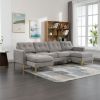 110" L-Shape Convertible Sectional Sofa Couch with Movable Ottoman for Living Room, Apartment, Office, Light Grey