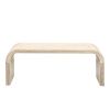 TREXM Minimalist Coffee Table with Curved Art Deco Design for Living Room or Dining Room(Natural Wood Wash)