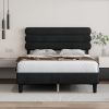 Queen Bed Frame with Headboard,Sturdy Platform Bed with Wooden Slats Support,No Box Spring,Mattress Foundation,Easy Assembly DARK GREY