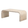 TREXM Minimalist Coffee Table with Curved Art Deco Design for Living Room or Dining Room(Natural Wood Wash)